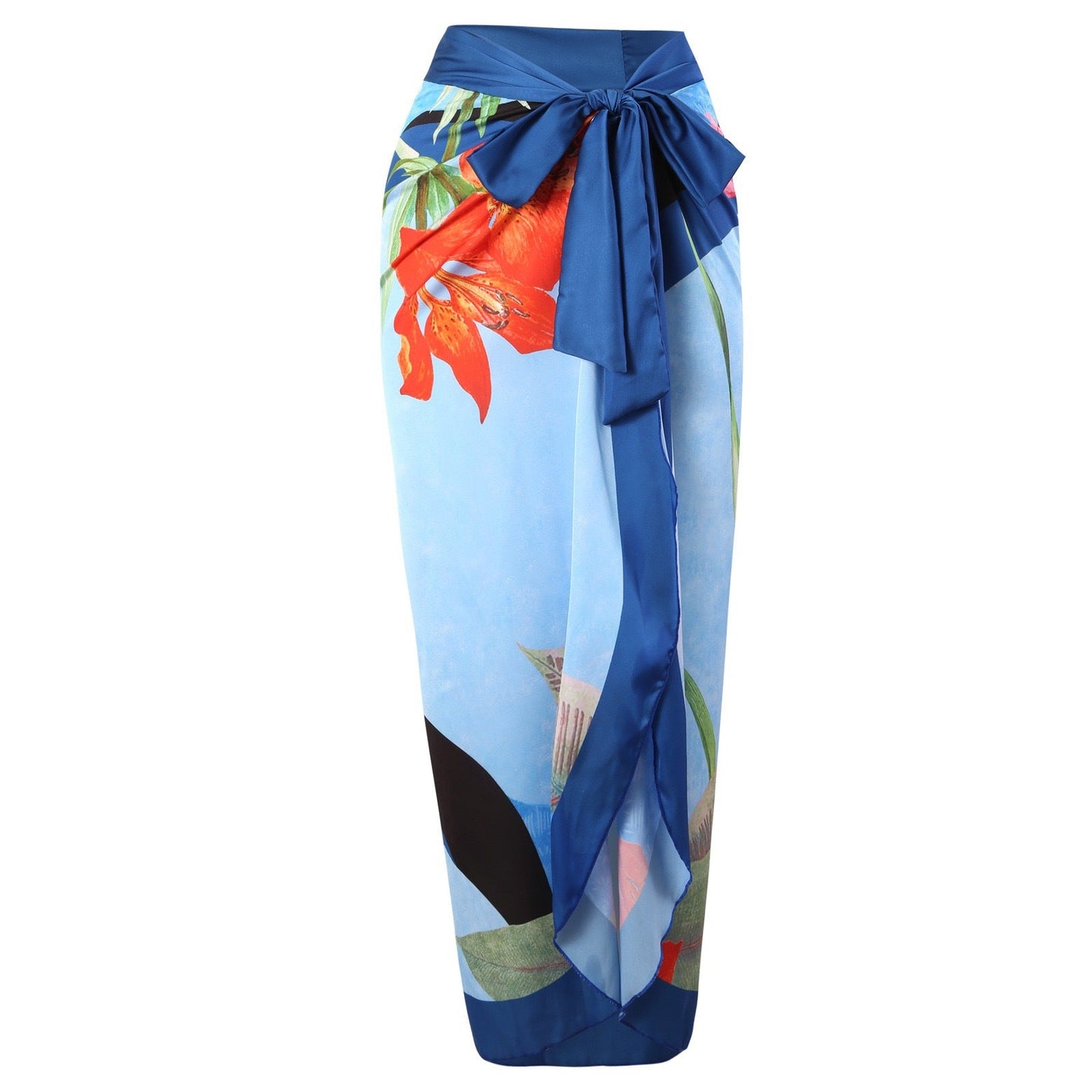 Two Piece Set Swimsuit Cross Belly Covering Printed Backless Sheath Dress Swimsuit