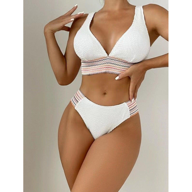Swimsuit Split Board Solid Color Ribbon Sexy Bikini Swimsuit
