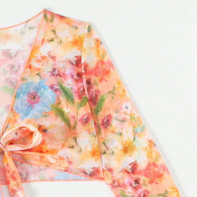 Swimsuit Printing Stylish Beach Dress Bikini Four Piece Suit Swimsuit Women