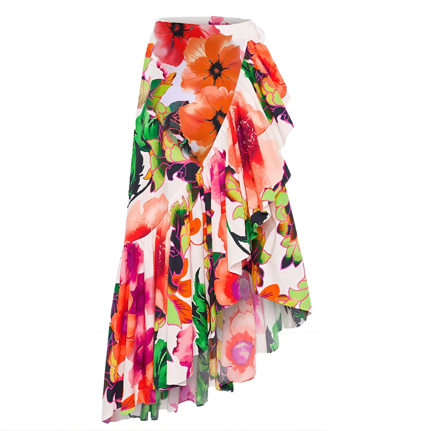 Sexy Swimsuit Women Bikini Flounce Printed Swimsuit Bikini Mesh Maxi Dress