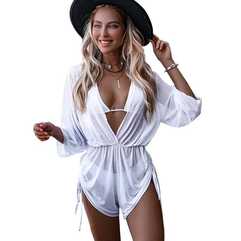White Tied High Waist Sexy Three-Piece Suit Bikini Swimsuit Women