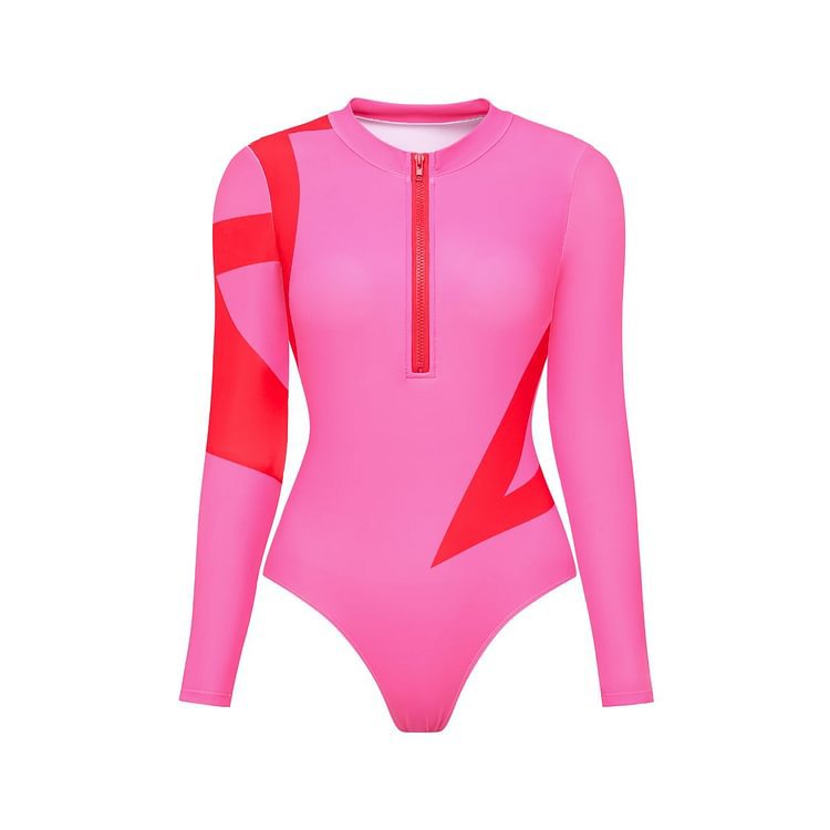 Long Sleeved Printed One Piece Swimsuit Women Surfing Set