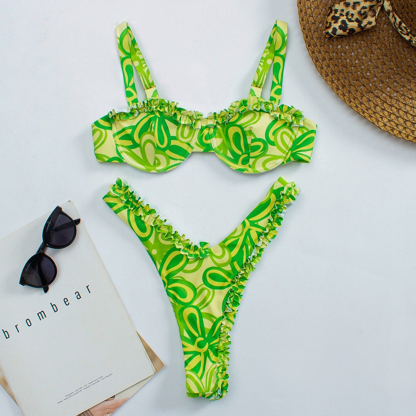 Bikini Women Digital Printing Lace Small Clear Swimsuit Women Swimsuit