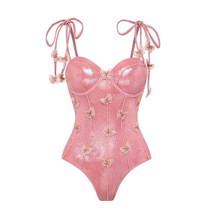 Luminous Fabric Bow One Piece Swimsuit Women