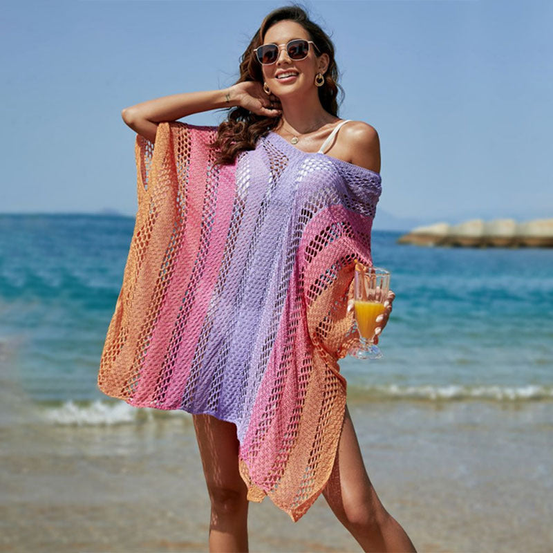 Women Hollow Out Cutout Knitted Sun Protection Shirt Bikini Swimsuit Outwear Overclothes Sexy Loose Pullover Beach Cover up Crochet hook