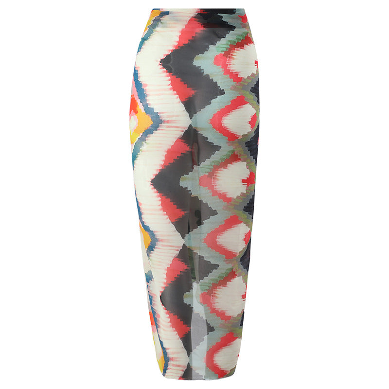 Two Piece Beach Swimsuit Suit Gradient Tie Dye Sheath Dress Swimsuit