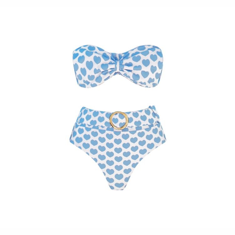 Heart Printing Bow One Piece Swimsuit Women