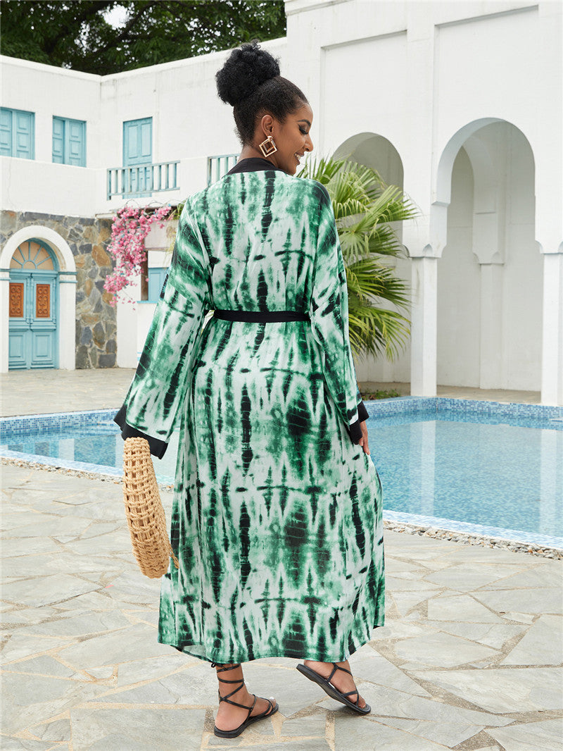 Blooming Beach Blouse Sexy Cardigan Sun Protection Shirt Holiday Dress Beach Cover Up