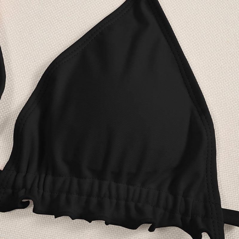 Lace up Halterneck Women Split Triangle Bikini Sexy High Waist Swimsuit