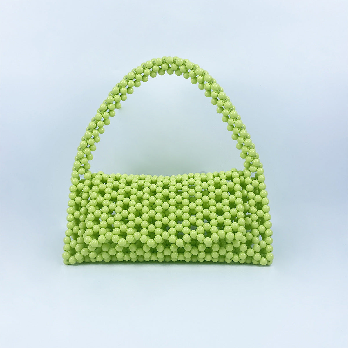 Pearl Bag Women Hand Woven Acrylic Beaded Bag Retro Fairy Small Handbag Triangle Wrist Bag