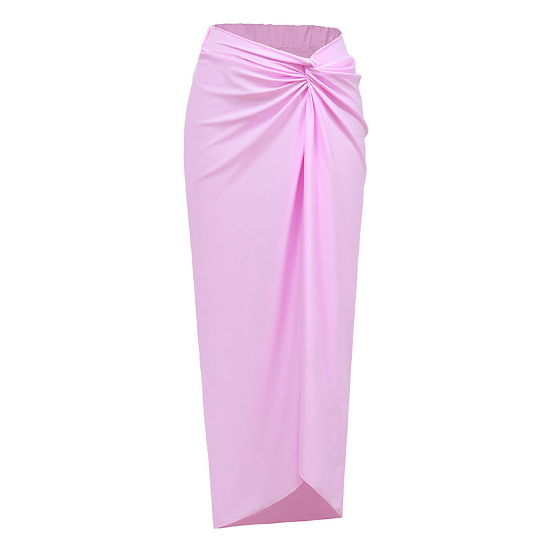 Swimsuit Color Matching Sexy Cutout One Piece Women Wrap Skirt Swimsuit Suit