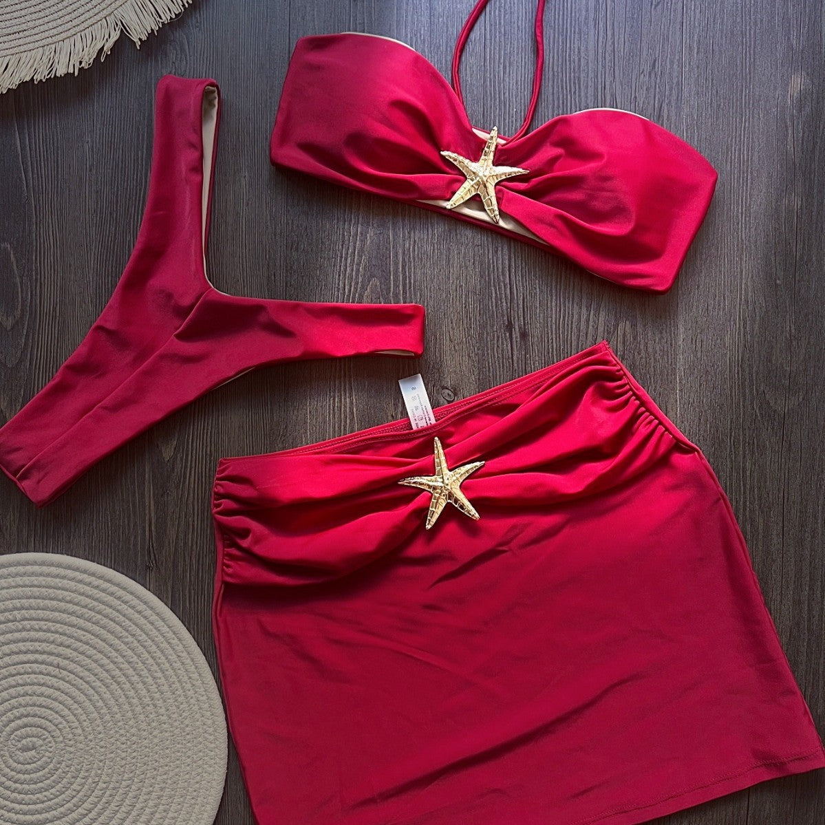 Sling Three Piece Sets Bikini Sexy Bikini Solid Color Split Swimsuit Bikini