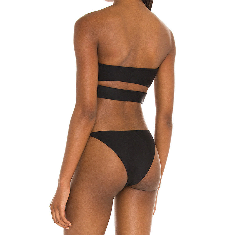 Solid Color Split Swimsuit Women Swimsuit Top Sexy Bikini