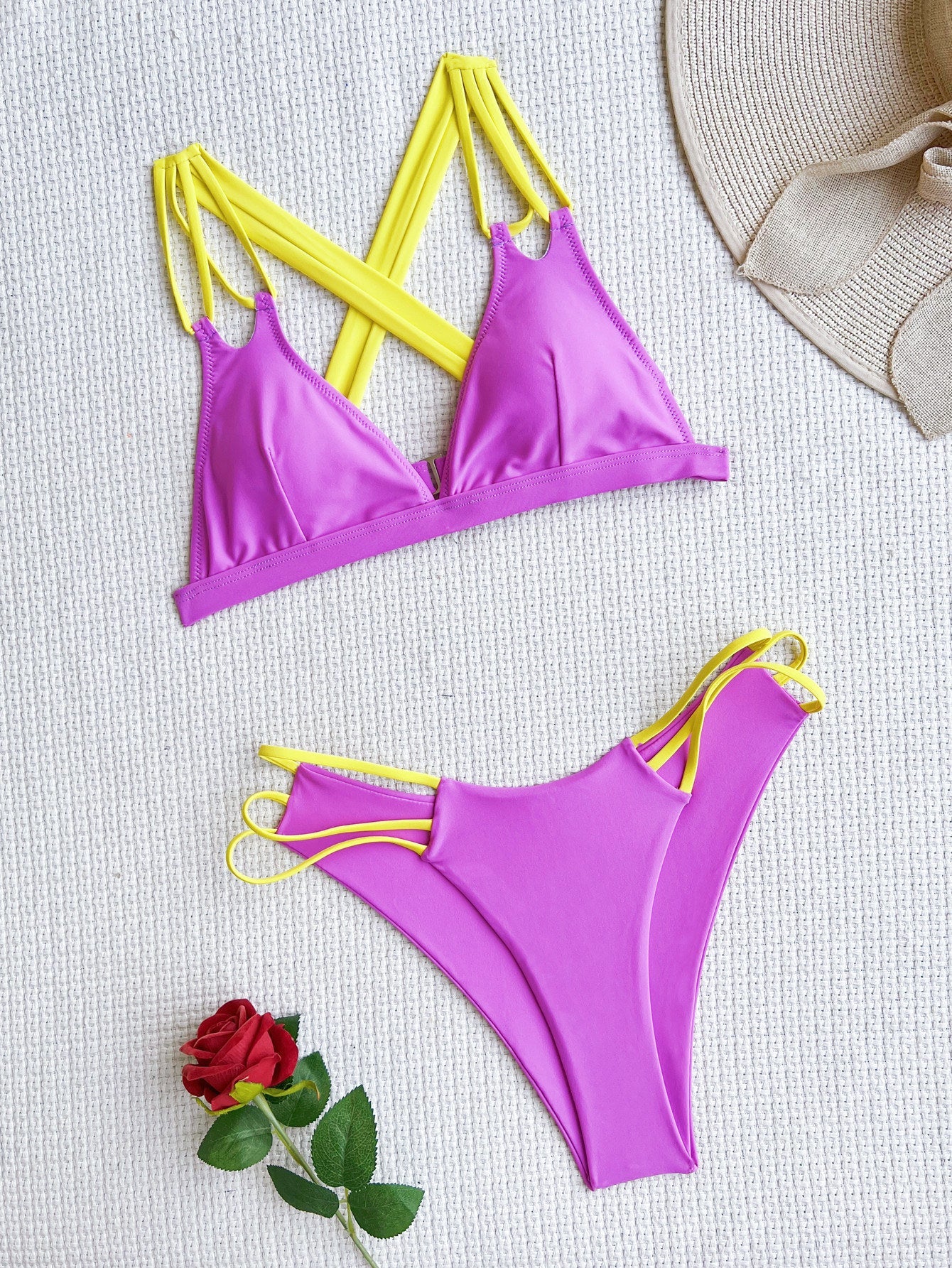 Bikini Double Bikini Sexy Swimsuit Backless Swimsuit Women Stitching Swimsuit Color Matching Bikini