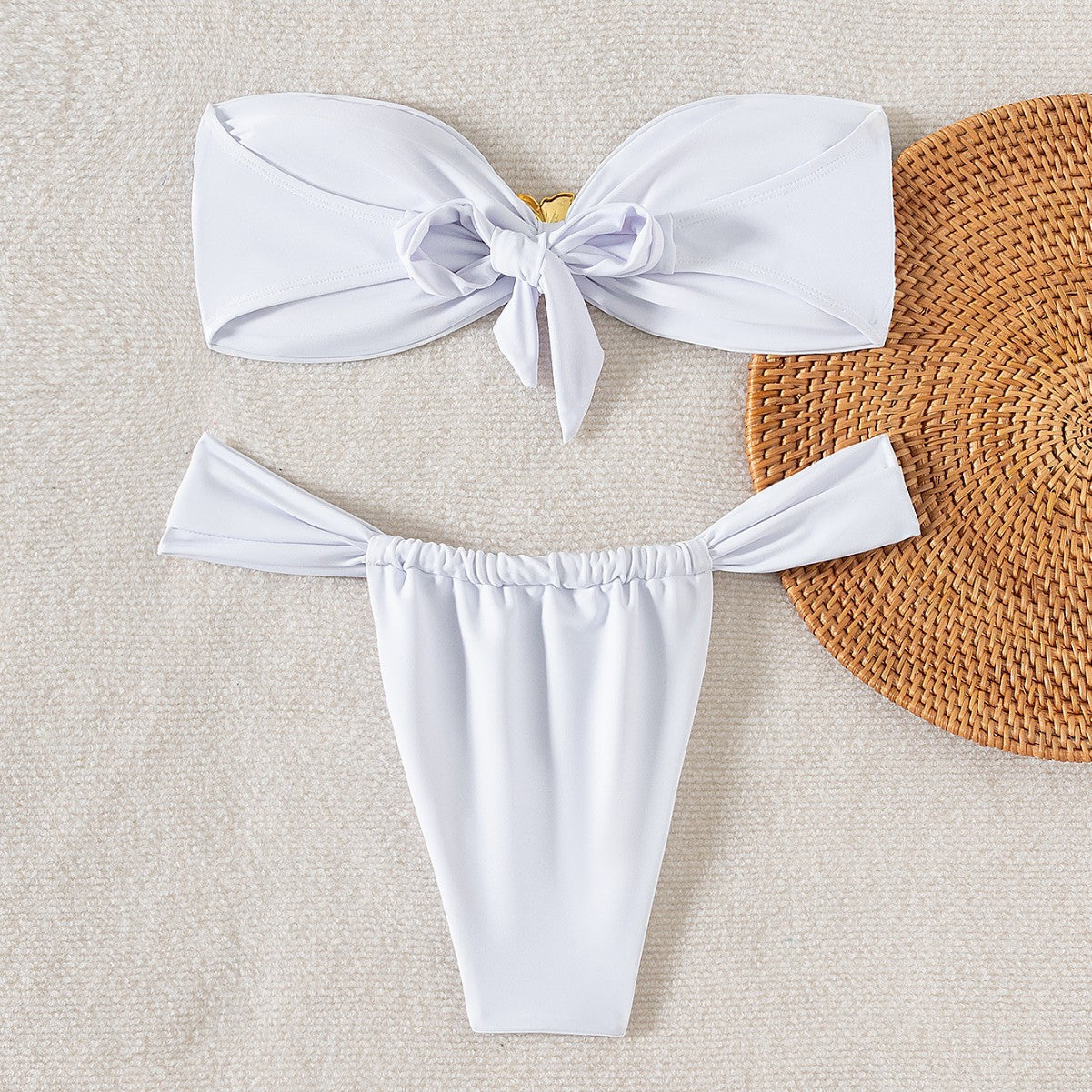 Bikini Solid Color Tube Top Sexy Split Bikini Swimsuit Women