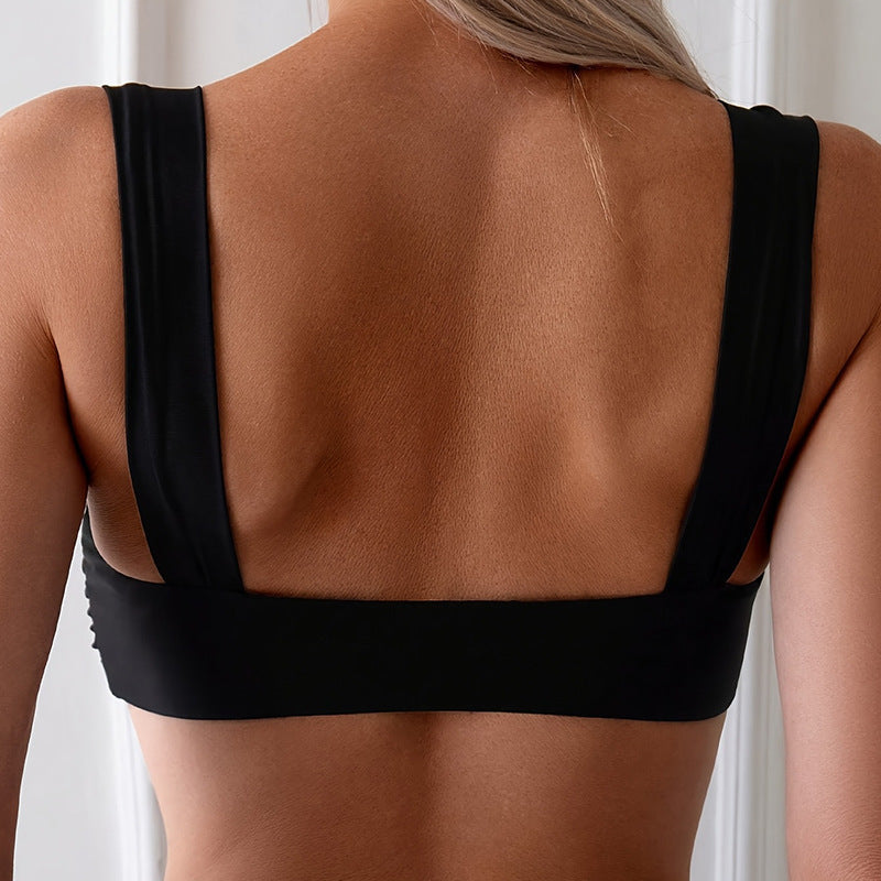 Solid Color Strap U Shaped Sexy Bikini Swimsuit Bikini Swimsuit Unlined Top