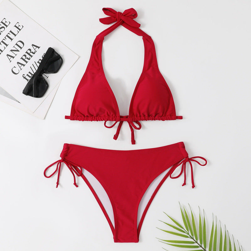 Swimsuit Women Strap Bikini Sexy Swimsuit Solid Color Bikini Swimsuit