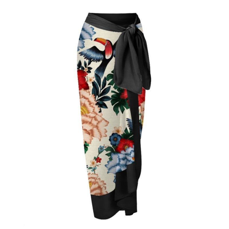 Women One Piece Swimming Sexy Print Two Piece Skirt Popular Swimsuit Bikini