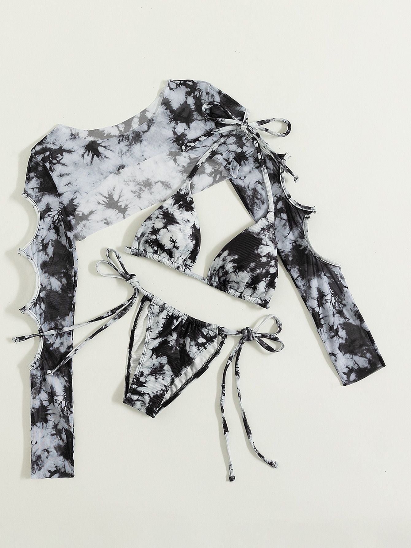 Swimwear Blooming Printed Bikini Lace-up Sexy Bikini Three Piece Two Piece Swimsuit