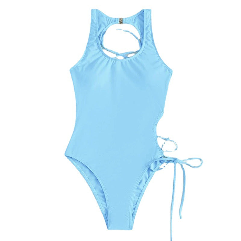 Sexy Solid Color Tied Swimsuit Women Triangle Beach Bikini Swimsuit