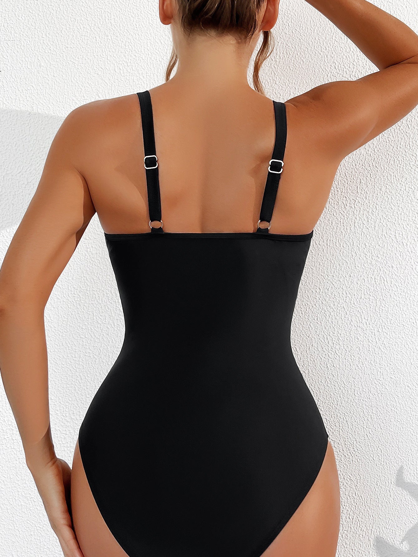 Bikini Solid Color Mesh Backless Sexy Bikini One-Piece Swimsuit Swimwear