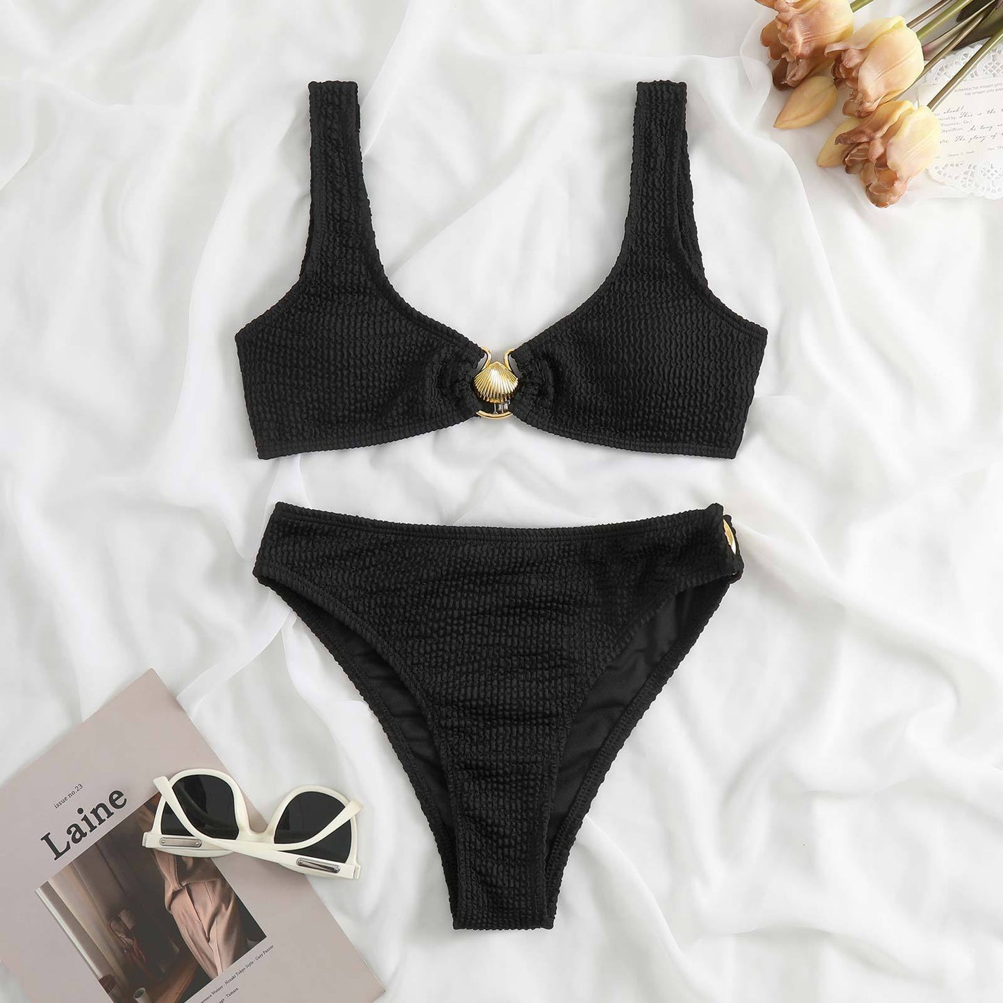 Contrast Color Bikini Bikini Swimsuit Women Shell Sexy Split Swimsuit