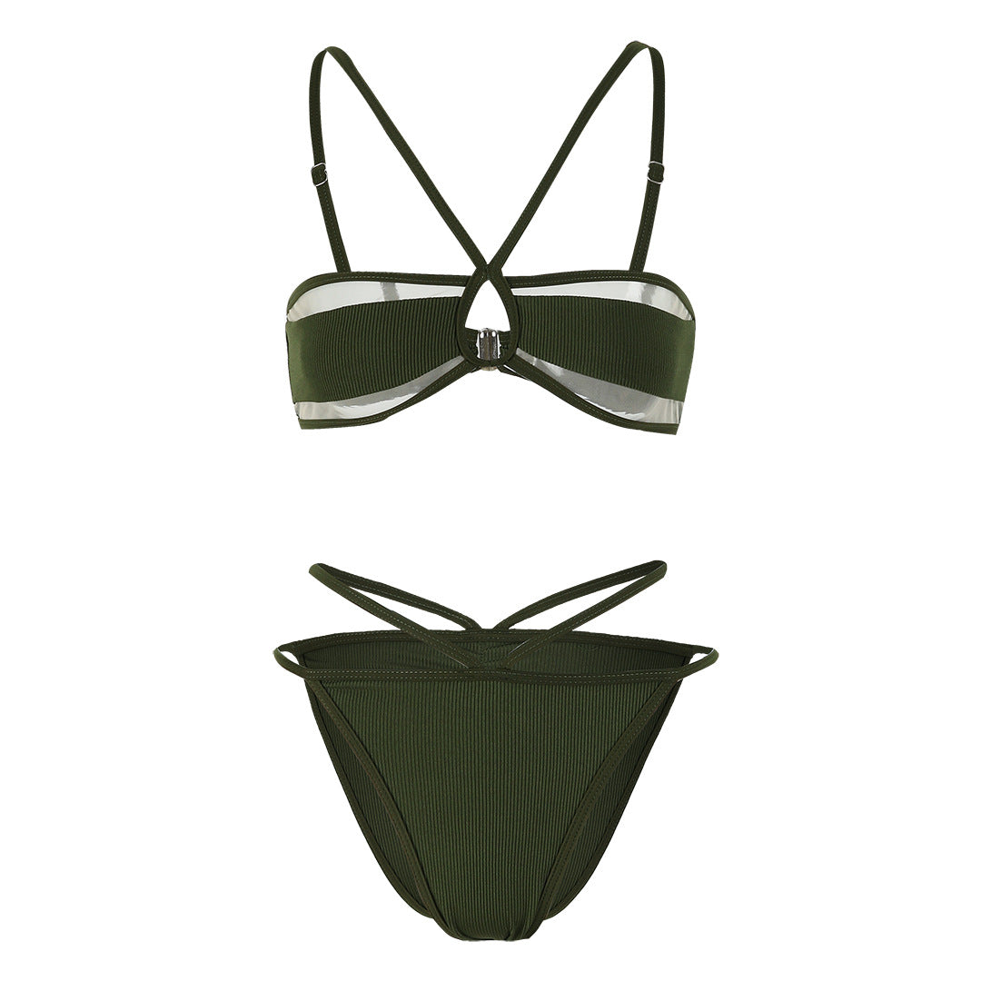 Miniature Three Point Solid Color Bikini Sexy Split Swimsuit Women Bikini