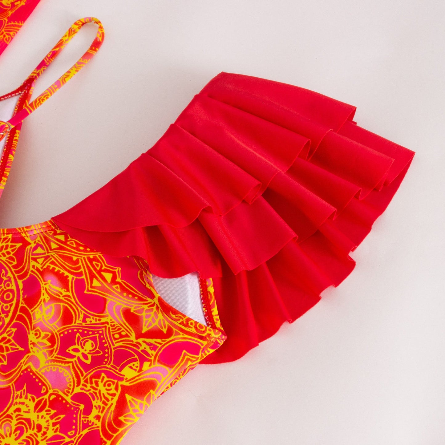 Women Sexy Swimsuit Women Bikini Leopard Print Ruffle Swimwear Bikini Chiffon Dress