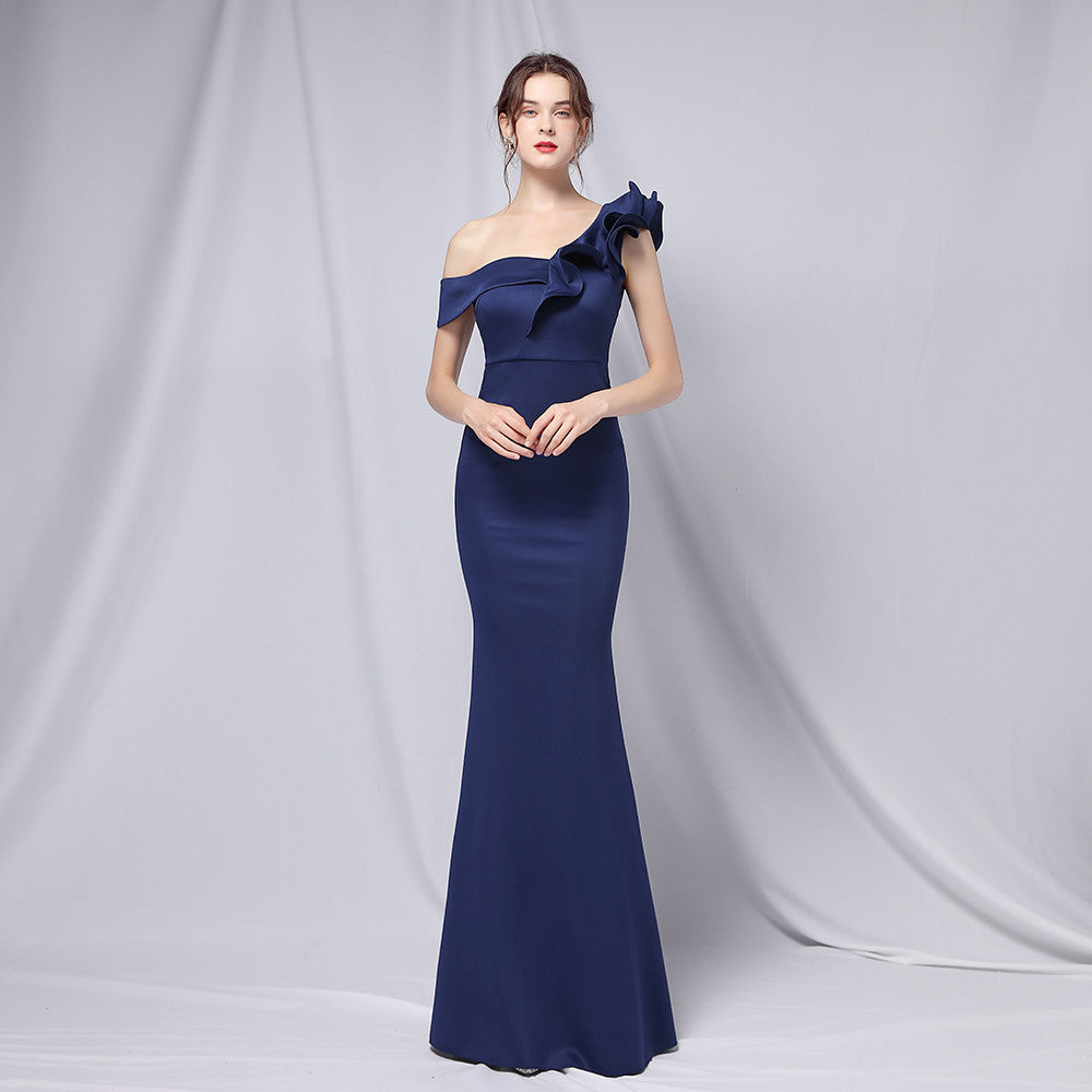off-Shoulder Banquet Evening Dress Maxi Party Long Elegant Slim Sexy Fishtail Dress Formal Gown