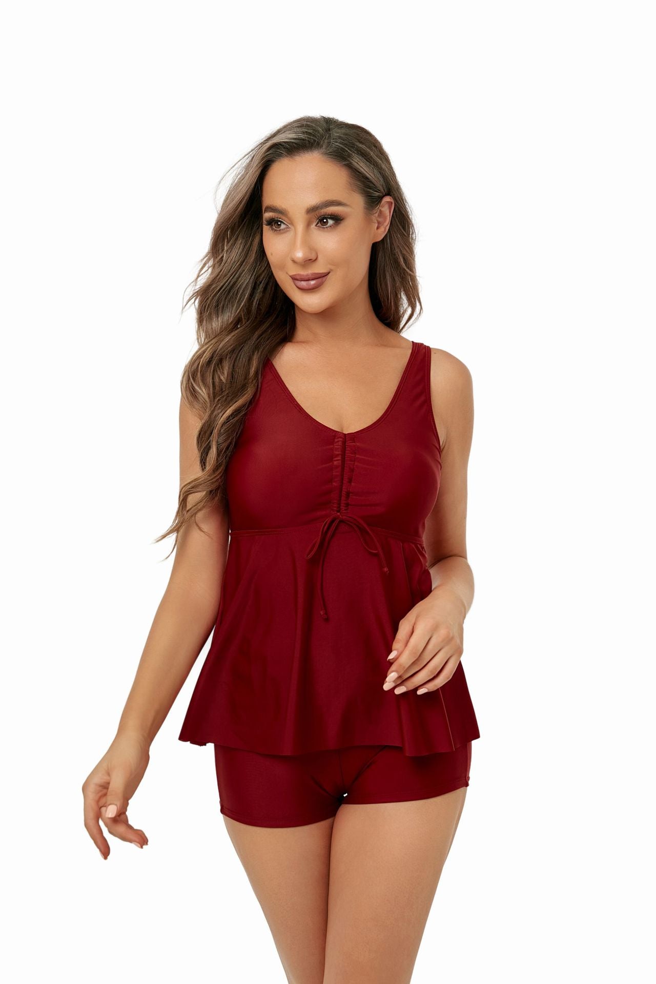 Conservative Boxer Split Swimsuit Women Tangini Tankini Swimsuit