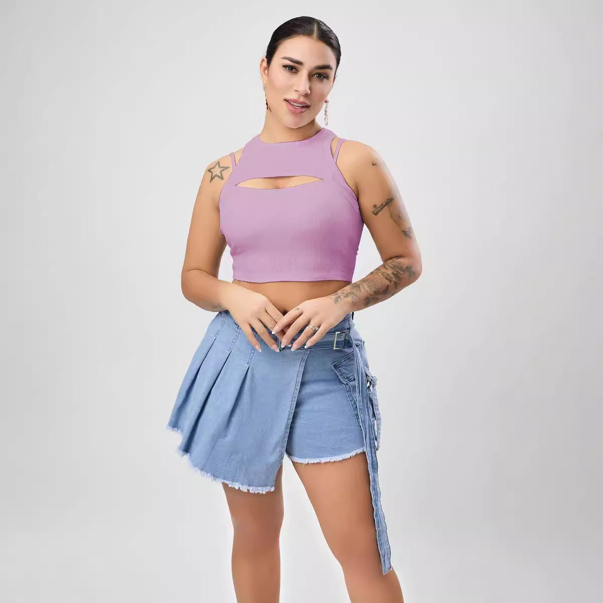 Multi Color Sexy Stretch Hollow Out Cutout Vest Women Sexy Design Blouse Slim Women Clothing