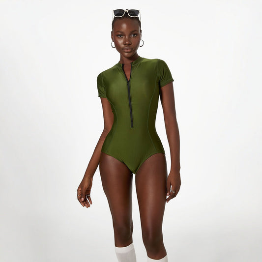 Swimwear Long Sleeve Sunscreen One Piece Bikini Short Sleeve Surfing Swimsuit Women Swimsuit