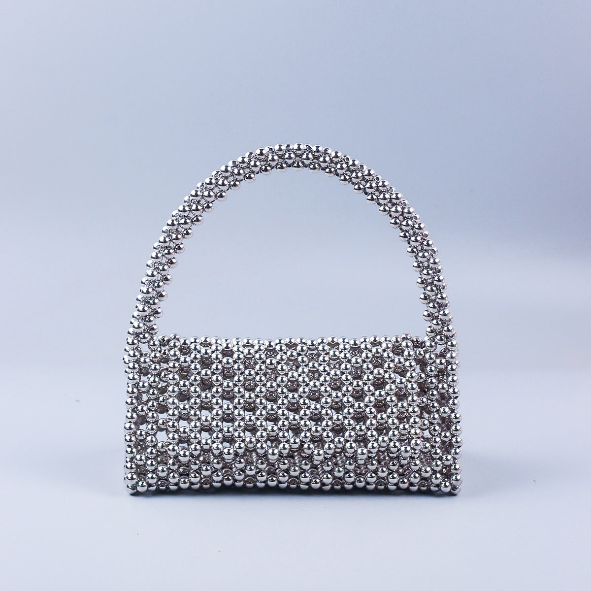 Pearl Bag Women Hand Woven Acrylic Beaded Bag Retro Fairy Small Handbag Triangle Wrist Bag