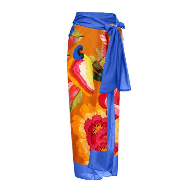 Women One Piece Swimming Sexy Print Two Piece Skirt Popular Swimsuit Bikini