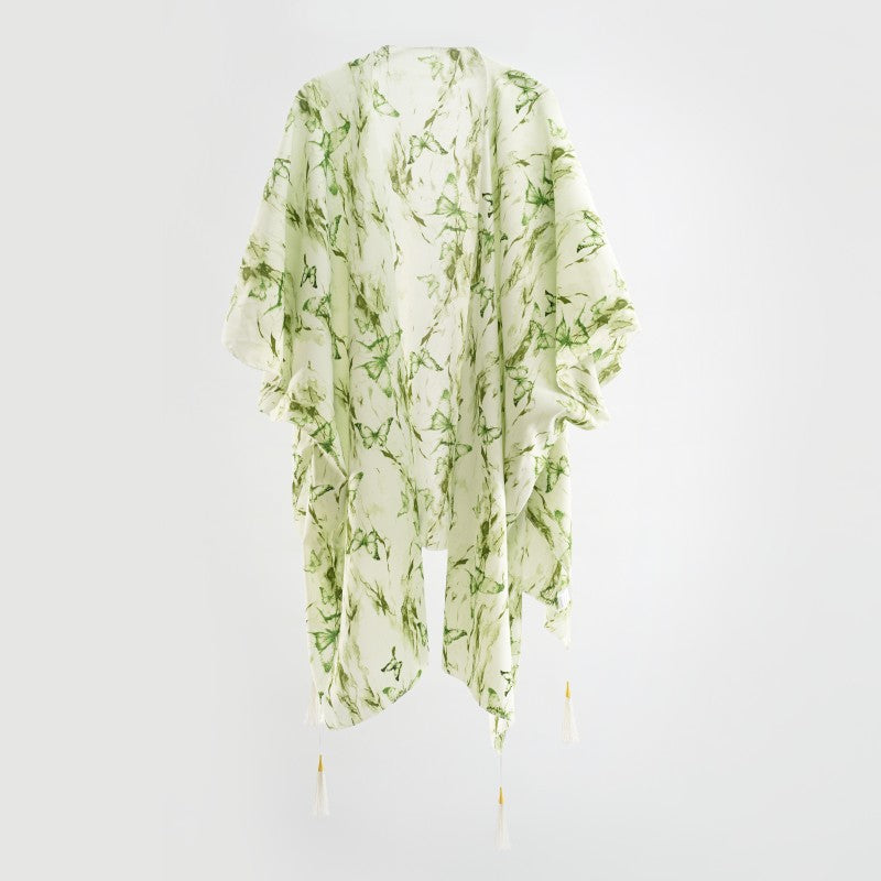 Outer Tower Women Spring Summer Blouse Sun Proof All Matching Tassel Shawl Simple Travel Beach Photo