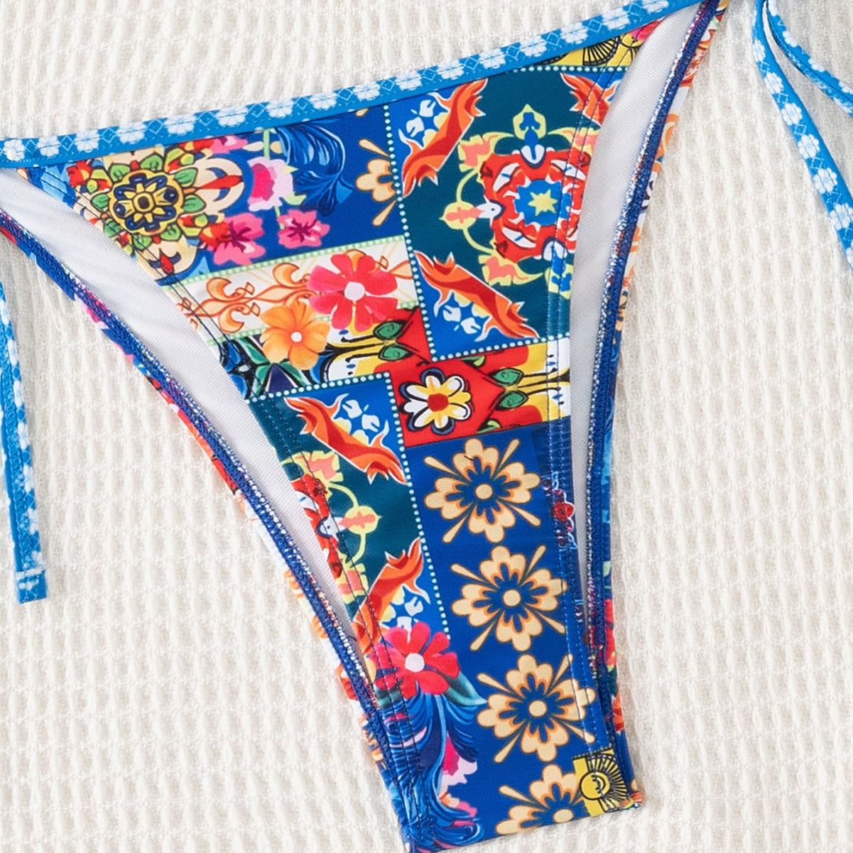 Bikini Printing Lace up Embellished Sexy Bikini Swimsuit Swimwear Women