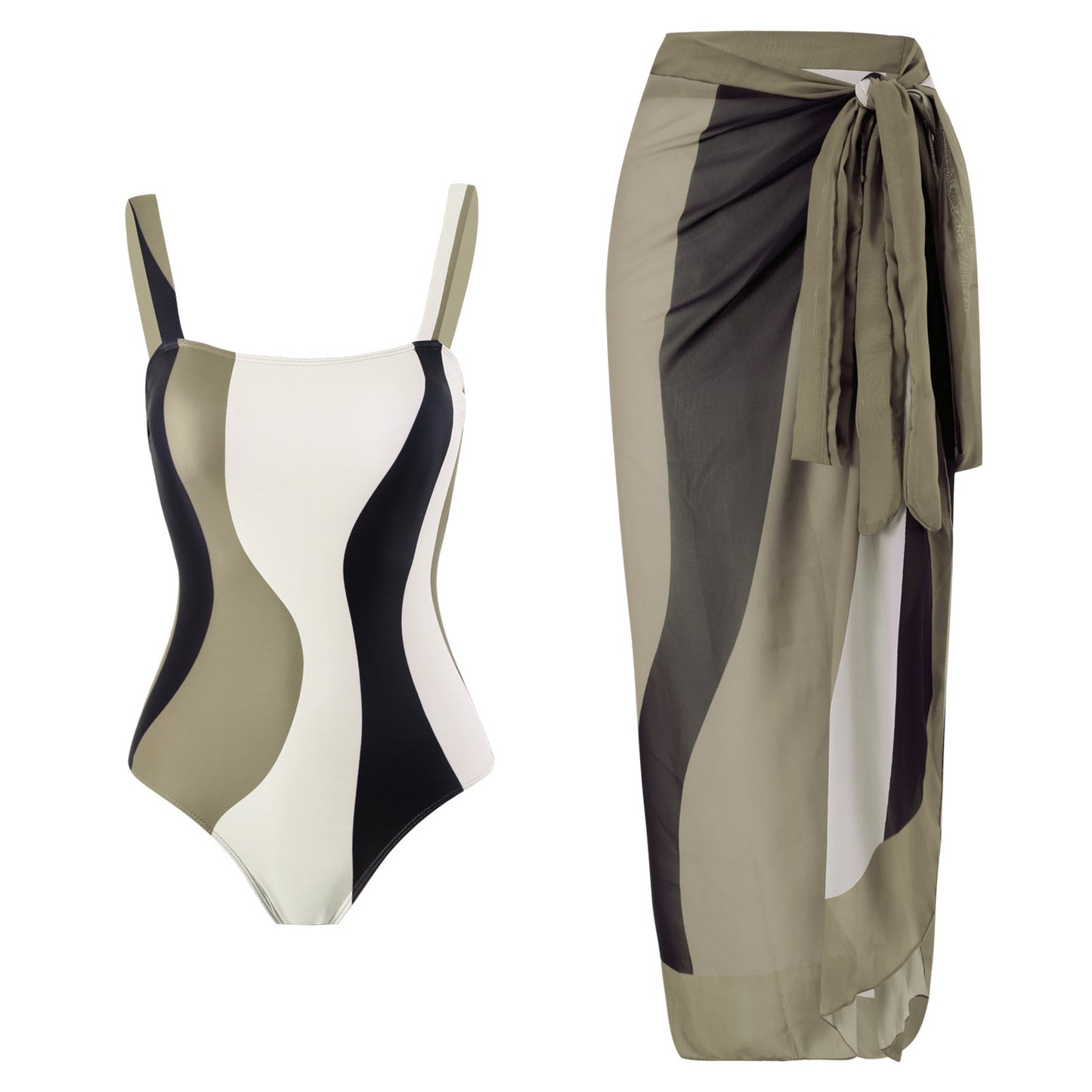 One Piece Triangle Swimsuit Sexy Swimsuit Sexy Belt Wrap Skirt