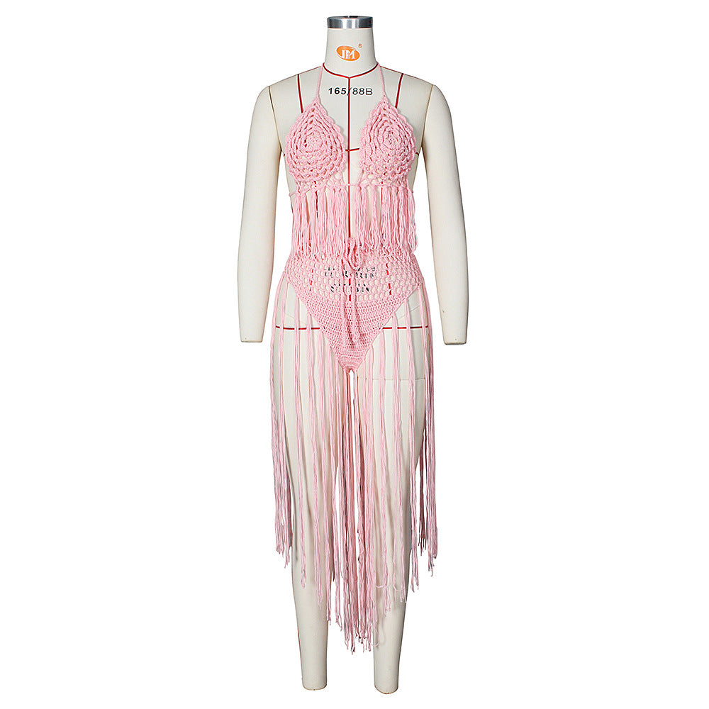 Women Clothing Sexy Hand Crocheted Floral Woven Ladies Beachwear Swimsuit Outfit