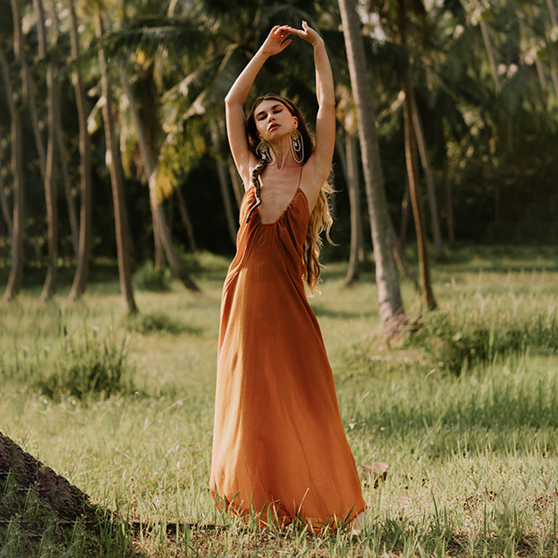 Beach Dress Women Casual Vacation Solid Color Pullover Bikini Swimsuit Blouse Sun Protection