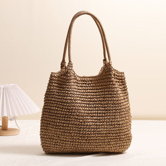 Large Capacity Tote Straw Bag Casual Shoulder Woven Bag Vacation Beach Bag Women Bag