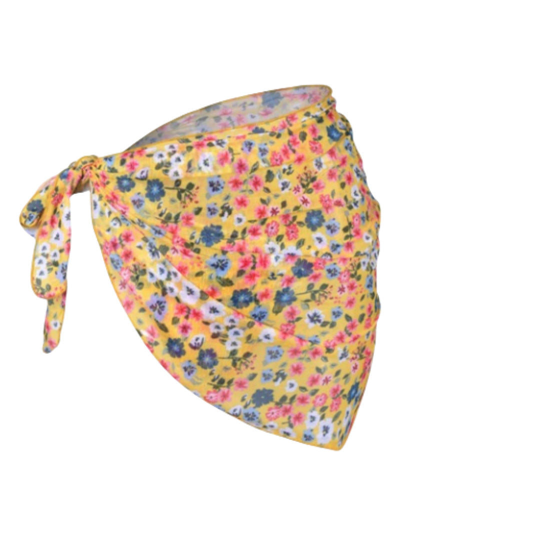 Printed Bikini Three Piece Gauze Skirt Split Sexy Vacation Bikini Swimsuit