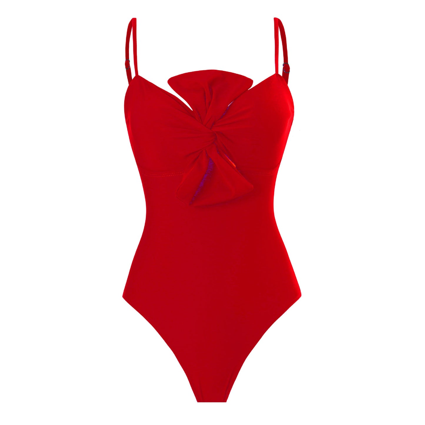 Bow Solid Color One Piece Women Swimwear Suit French Retro Cover Belly Slimming Swimsuit