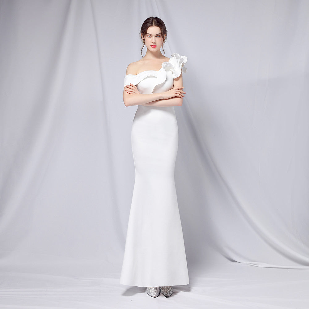 off-Shoulder Banquet Evening Dress Maxi Party Long Elegant Slim Sexy Fishtail Dress Formal Gown