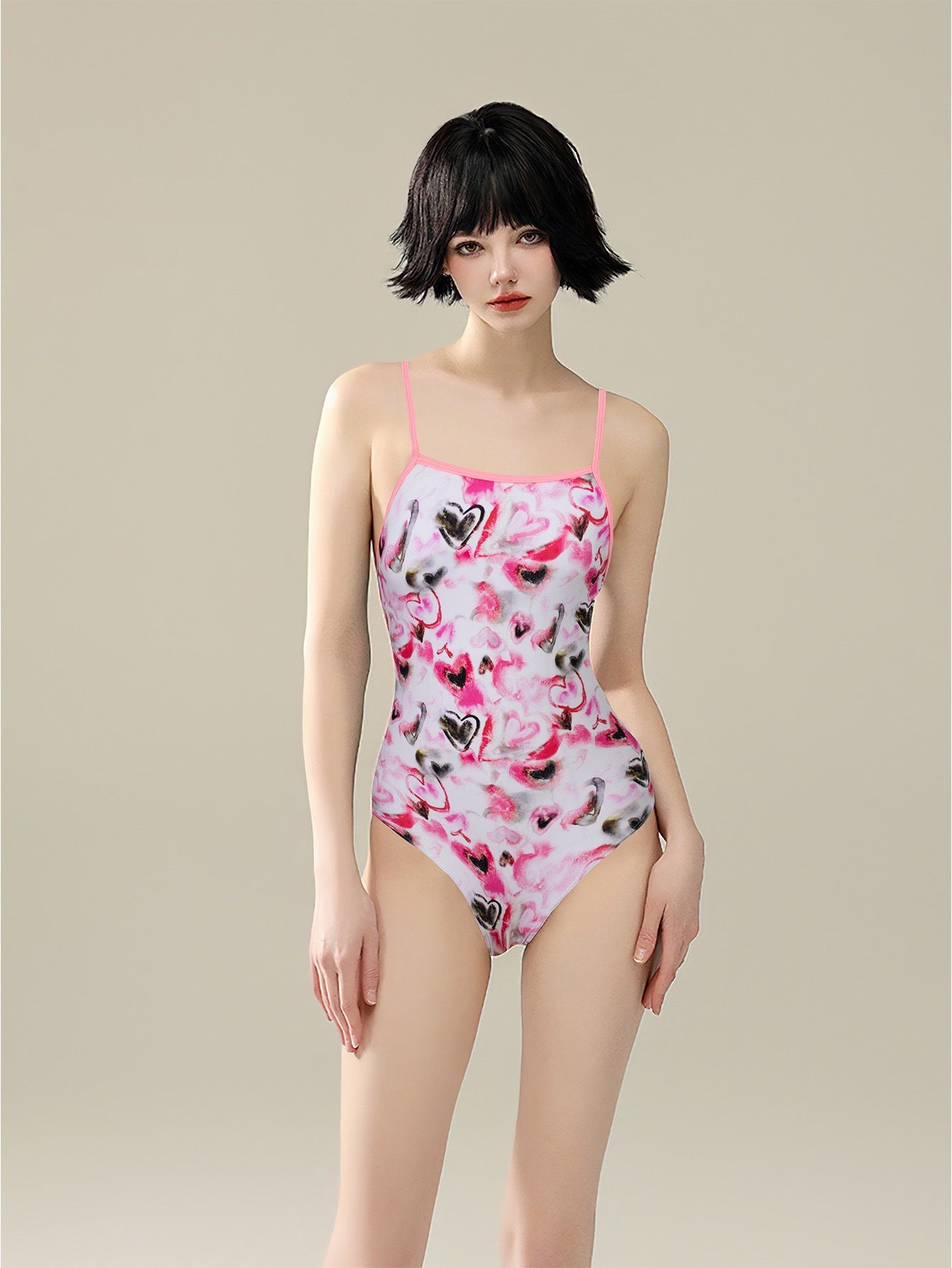 Racing Swimsuit Women Spring Swimming Pool Printed One Piece Swimsuit Nylon High Elastic Bikini