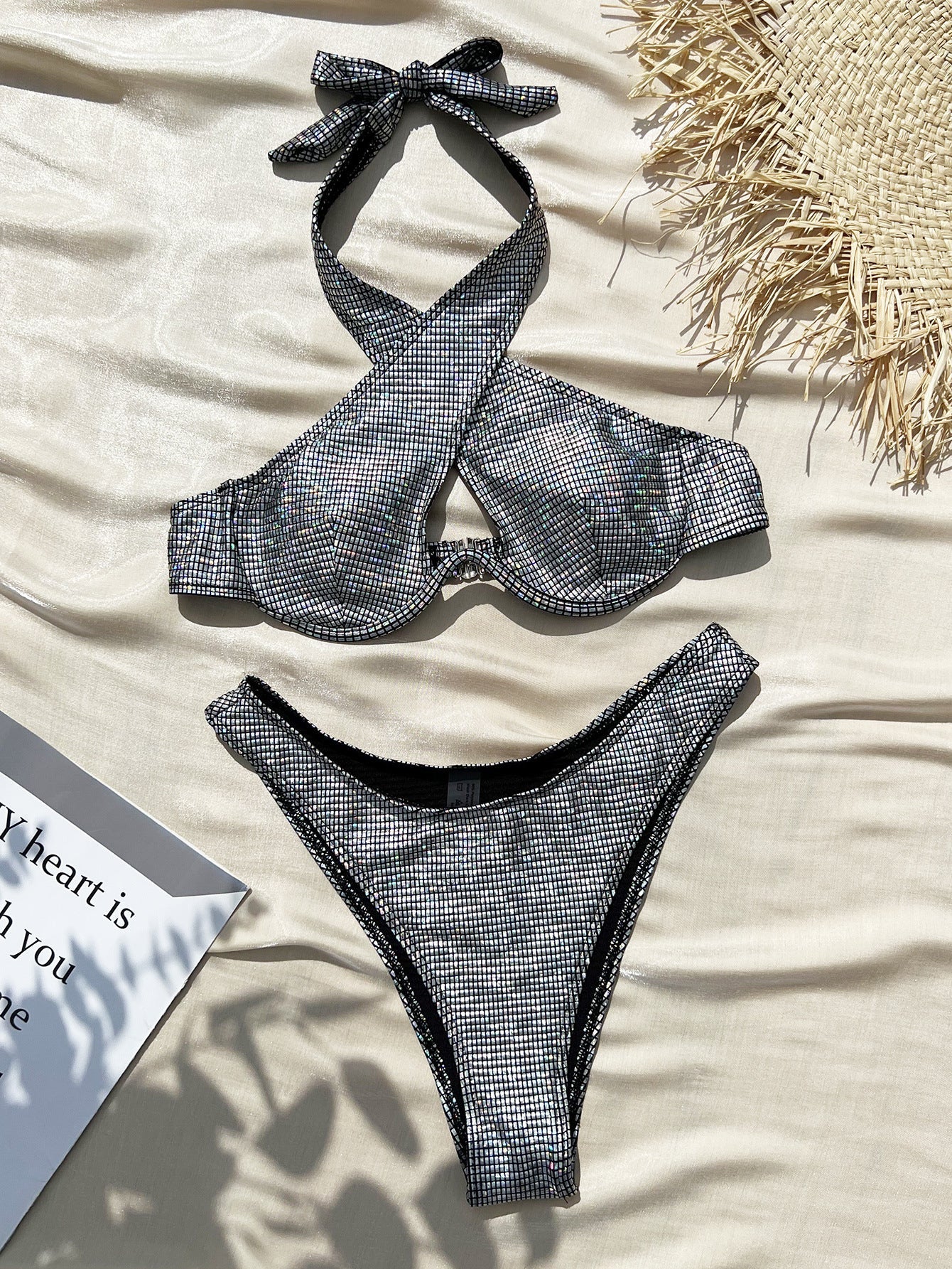 Women Seperated Swimwear Sexy Bronzing Steel Bracket Bikini Swimsuit Bikini