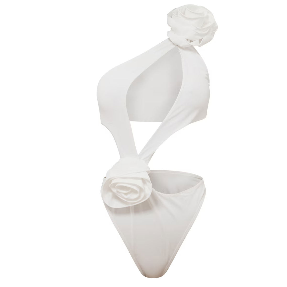 Solid Color Hollow Out Cutout Out Swimsuit Short Skirt Two Piece Set Women Floral