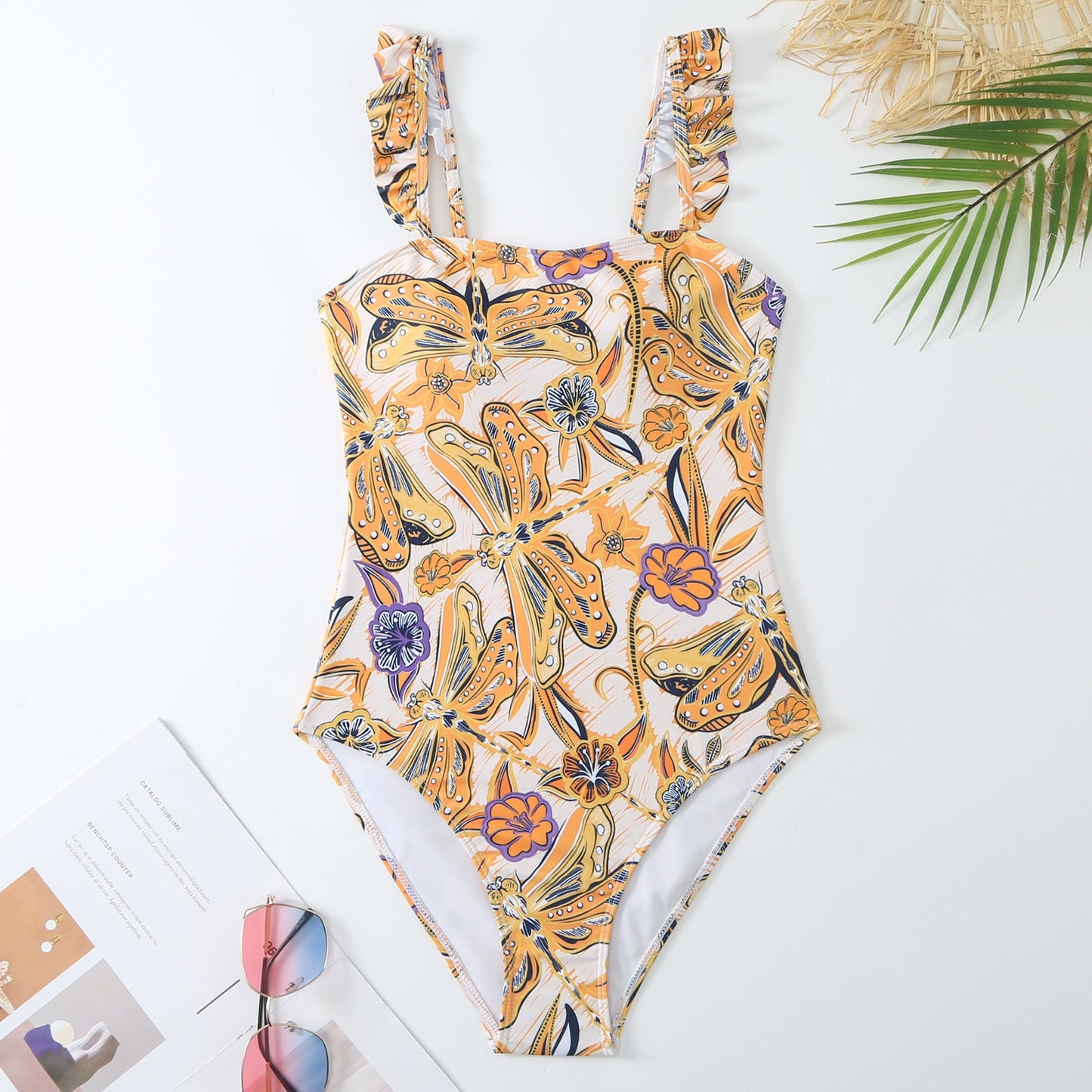 Women Flying Edge One Piece Women Swimwear Retro Cover Belly Slimming Swimsuit Chiffon Beach Dress