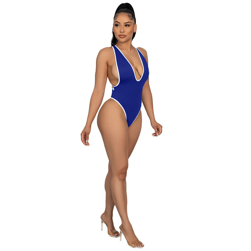 Sexy Women Clothing Bikini Three Point T Shaped Vest One Piece Swimsuit