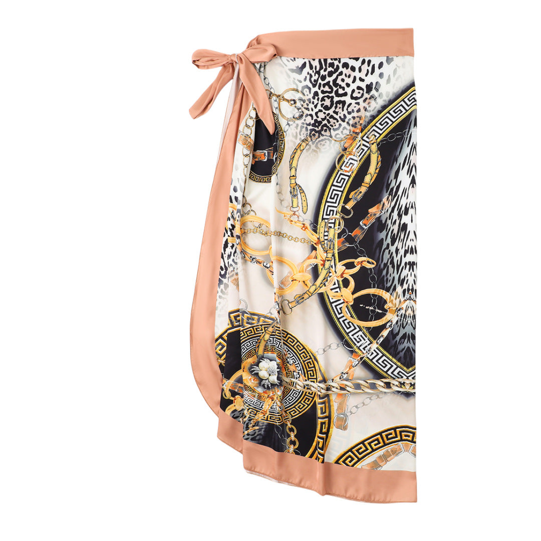 Two Piece Set Swimsuit Multi Color Printed Mesh Maxi Dress Conservative Women Swimsuit