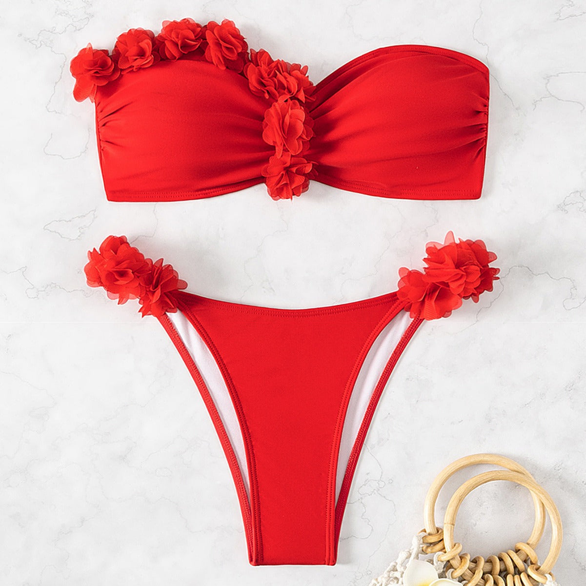 Tube Top Strapless Split Swimsuit Women Sexy Split Swimsuit Summer Beach Bikini Sets